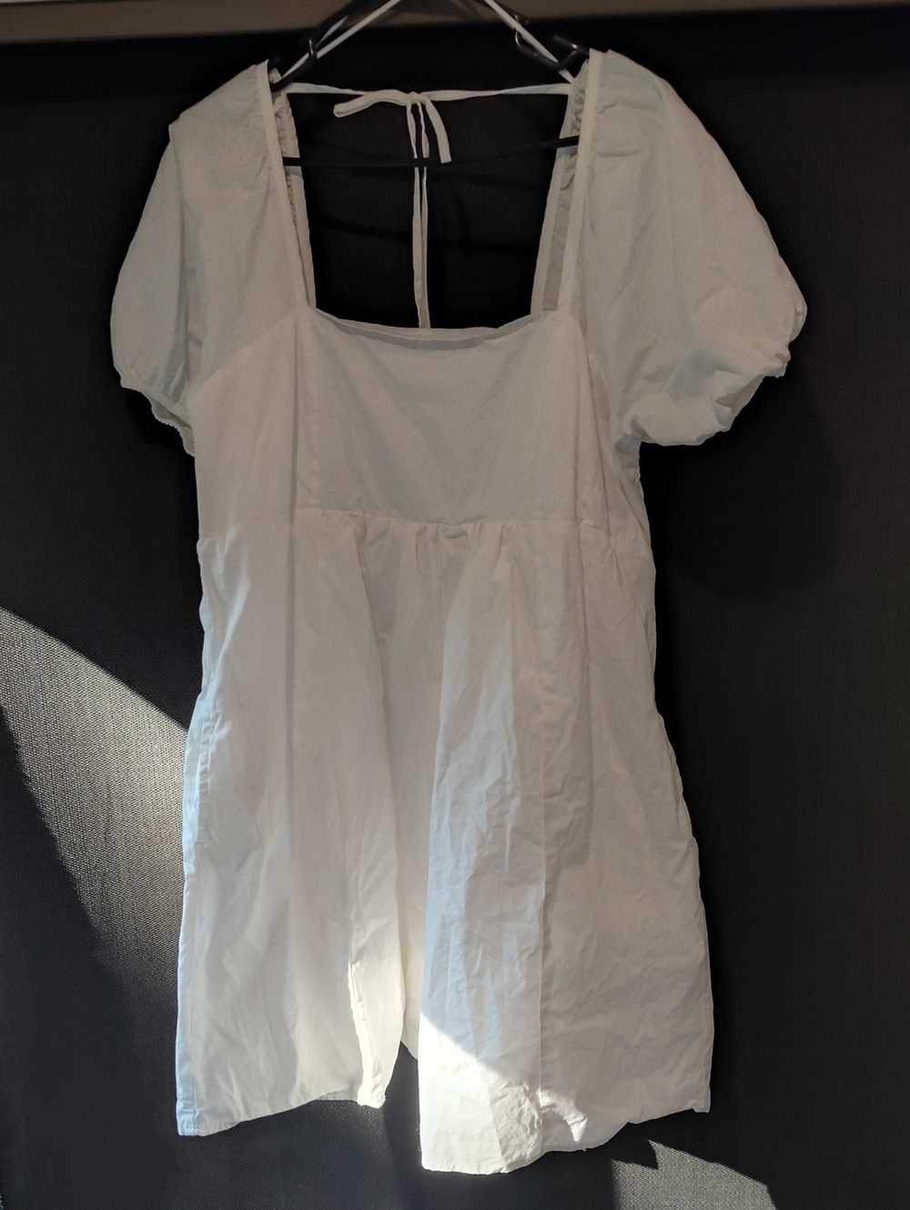 Draper James White Puff-Sleeve Square-Neck Dress
